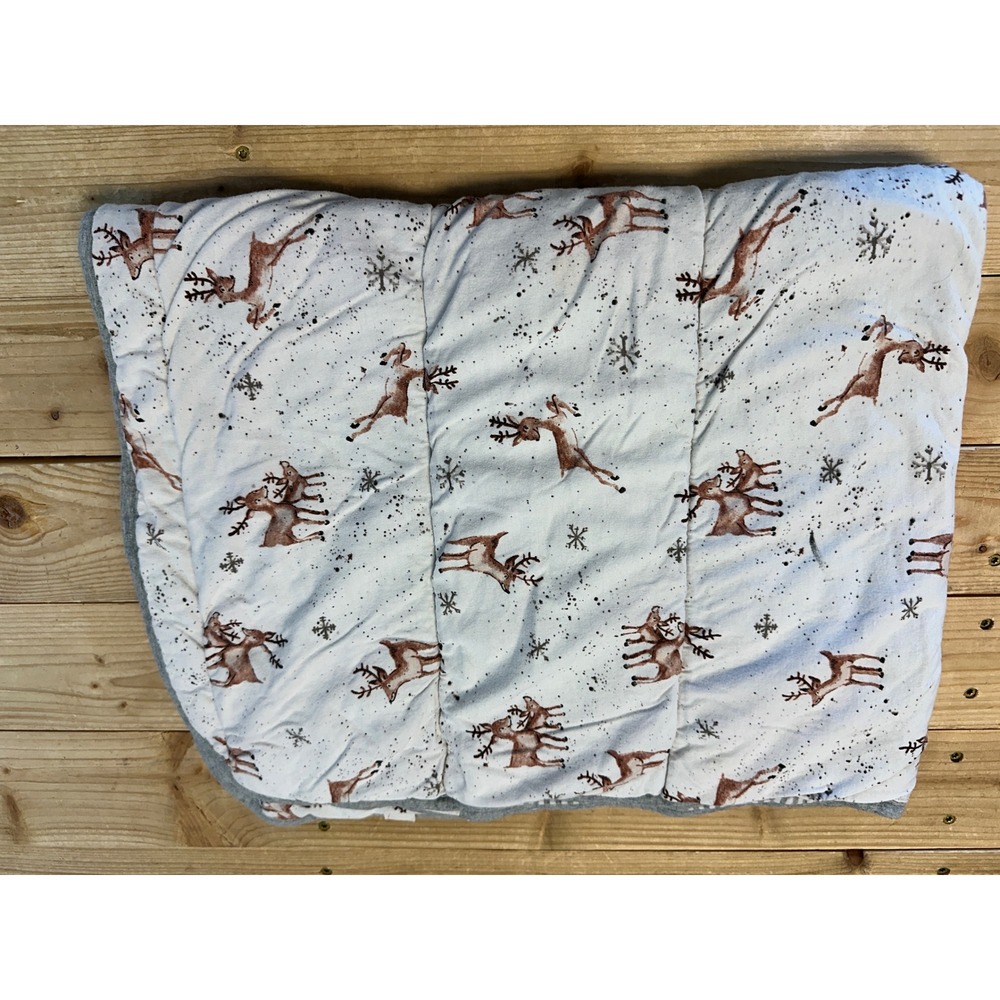 Burt's Bees Baby Organic Cotton Reversible Quilted Blanket‎ Deer Snowflakes
